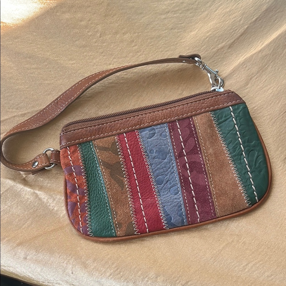 Multicolor Genuine Leather Patchwork Wristlet By … - image 1